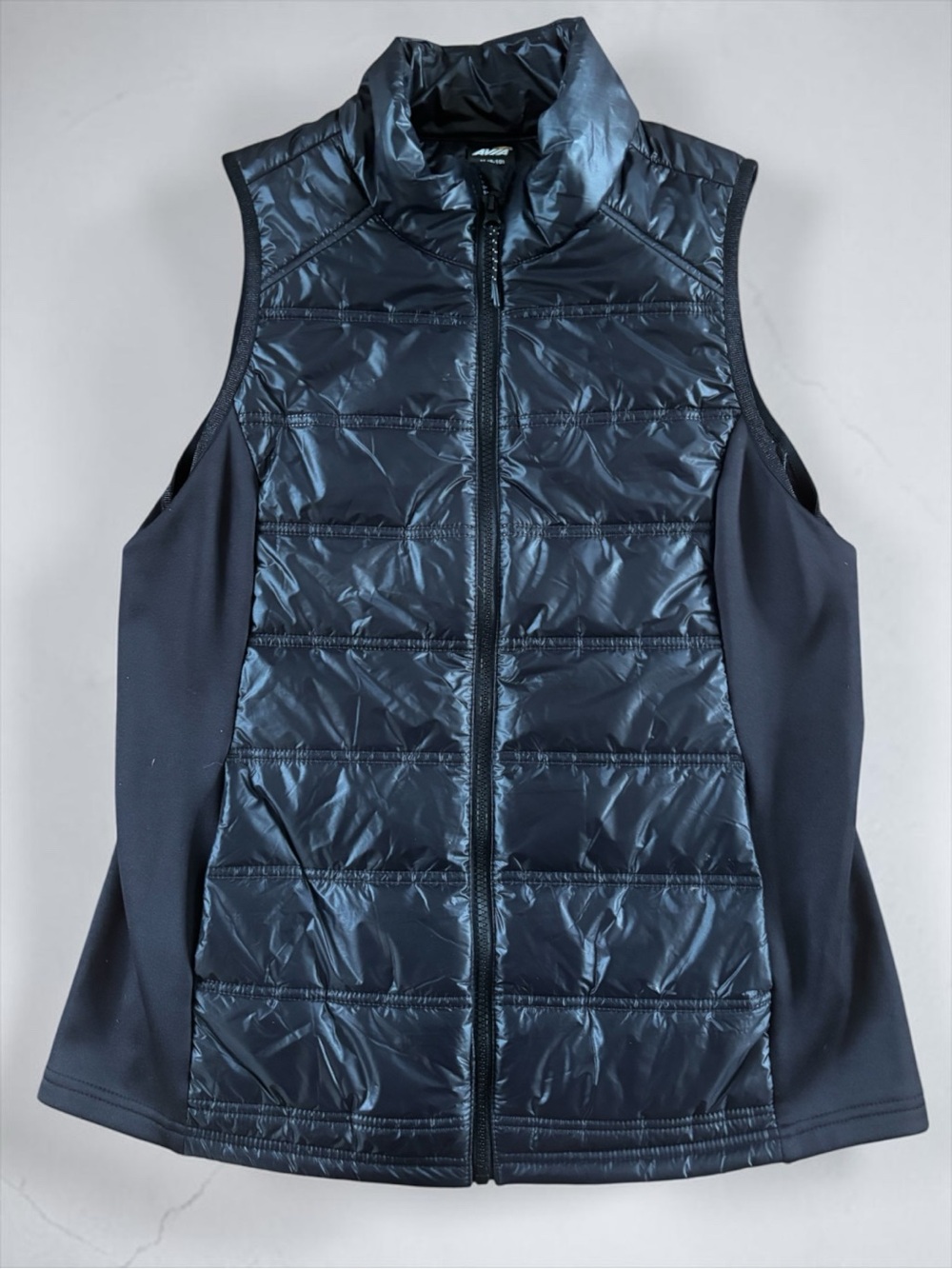 AVIA Women's Performance Quilted Vest in Black Soot Shine. (M)